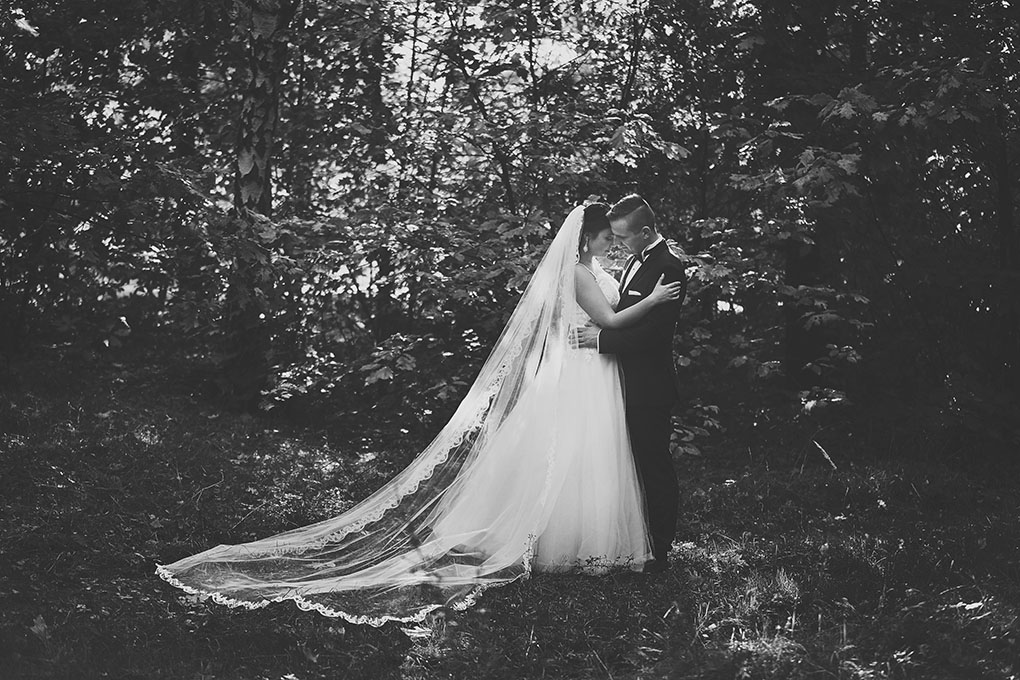 welon, las, suknia ślubna